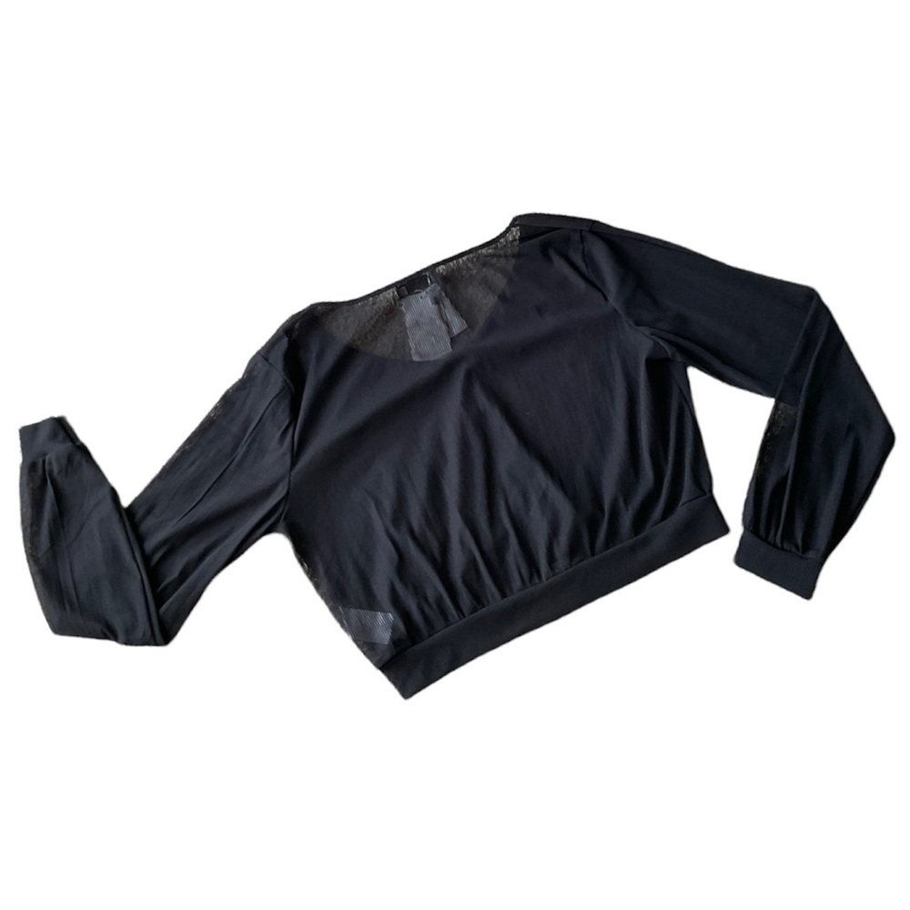 Sheer Black Long Sleeve Top Large  🆕
